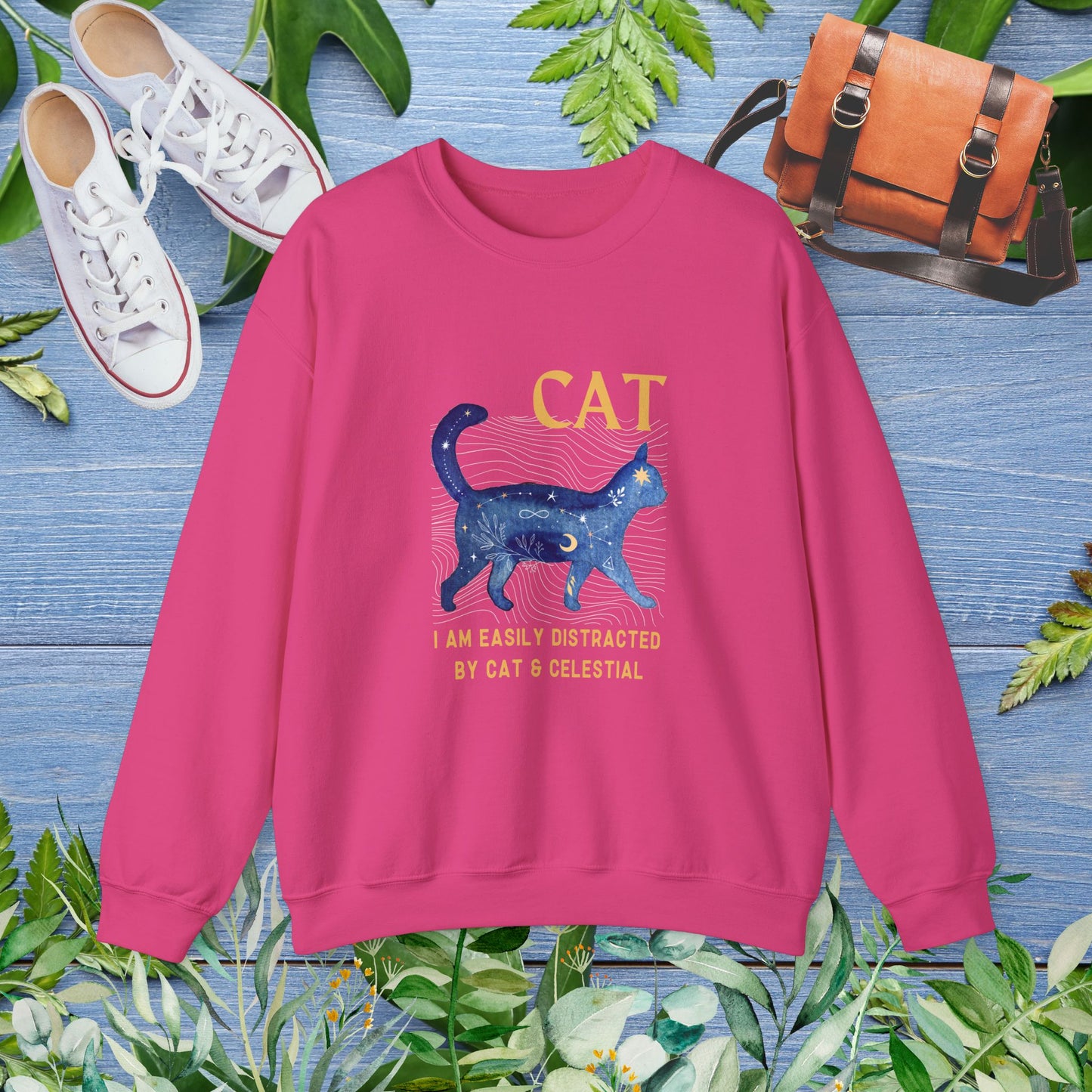 Cat and Celestial Crewneck Sweatshirt - furevermama