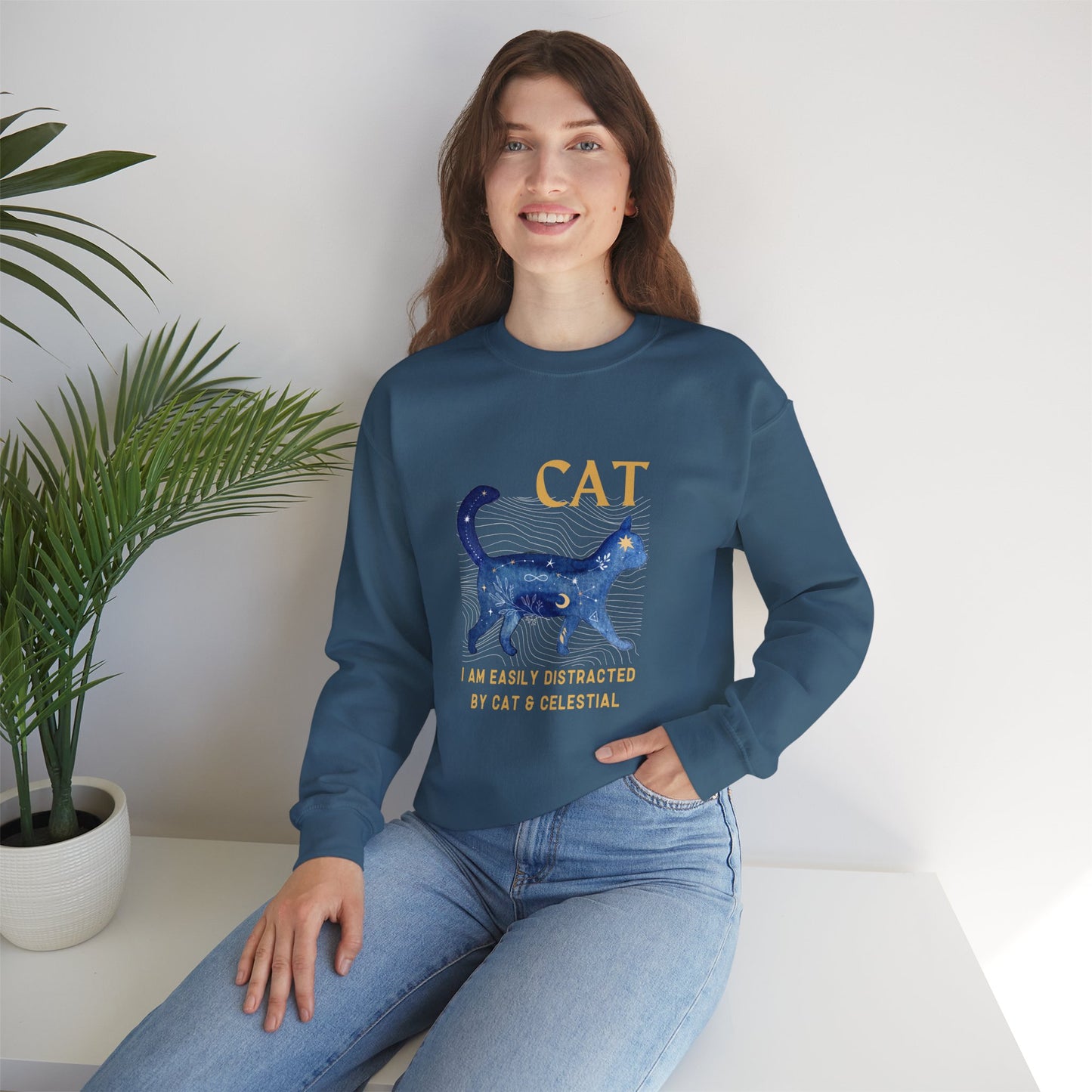 Cat and Celestial Crewneck Sweatshirt - furevermama