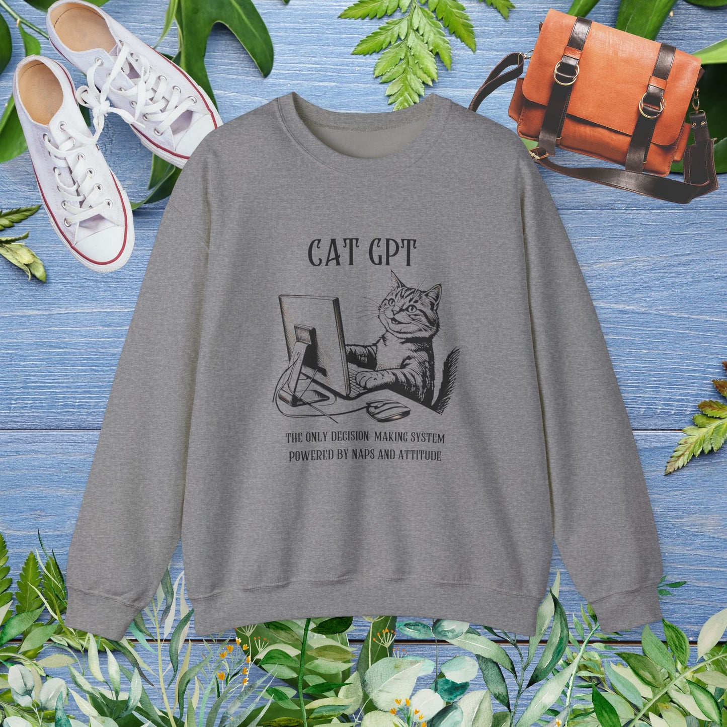 CAT GPT Sweatshirt - Funny Crewneck Sweatshirt For Cat Lover - furevermama