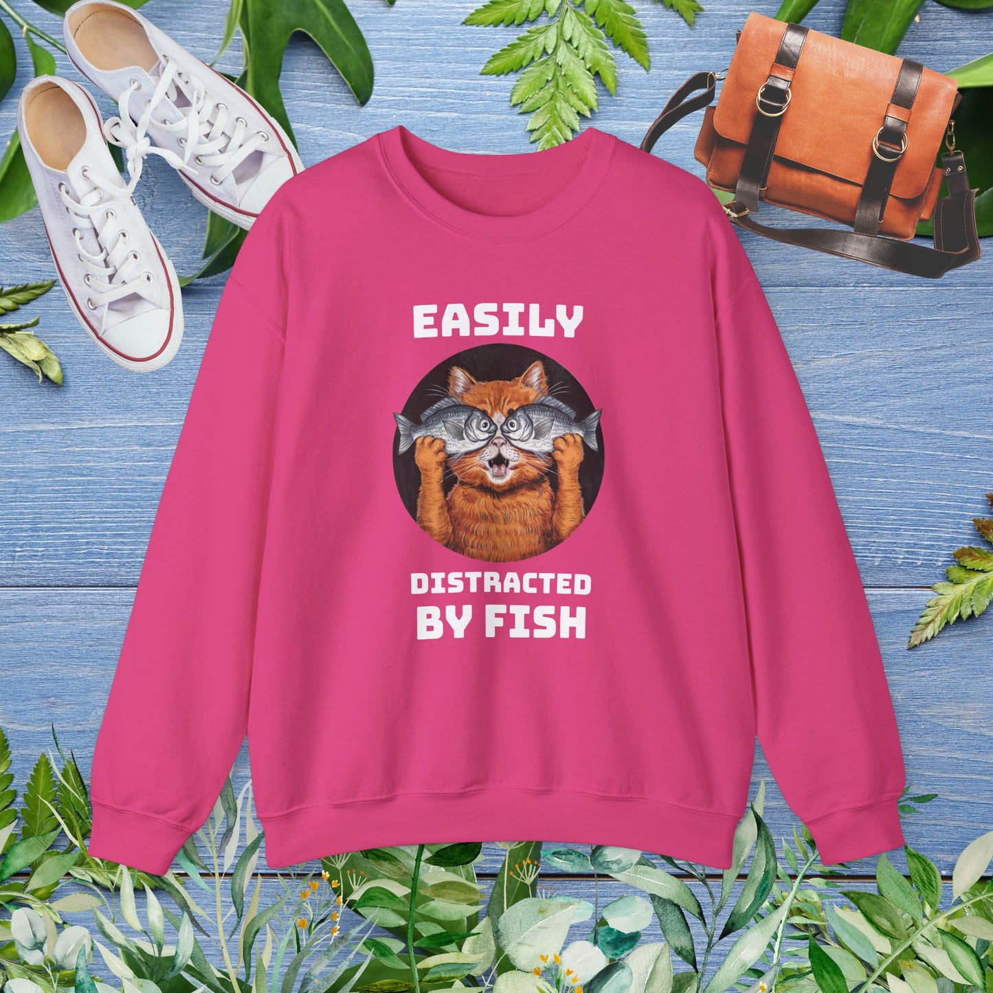 Easily Distracted by Fish, Cat Sweatshirt - furevermama
