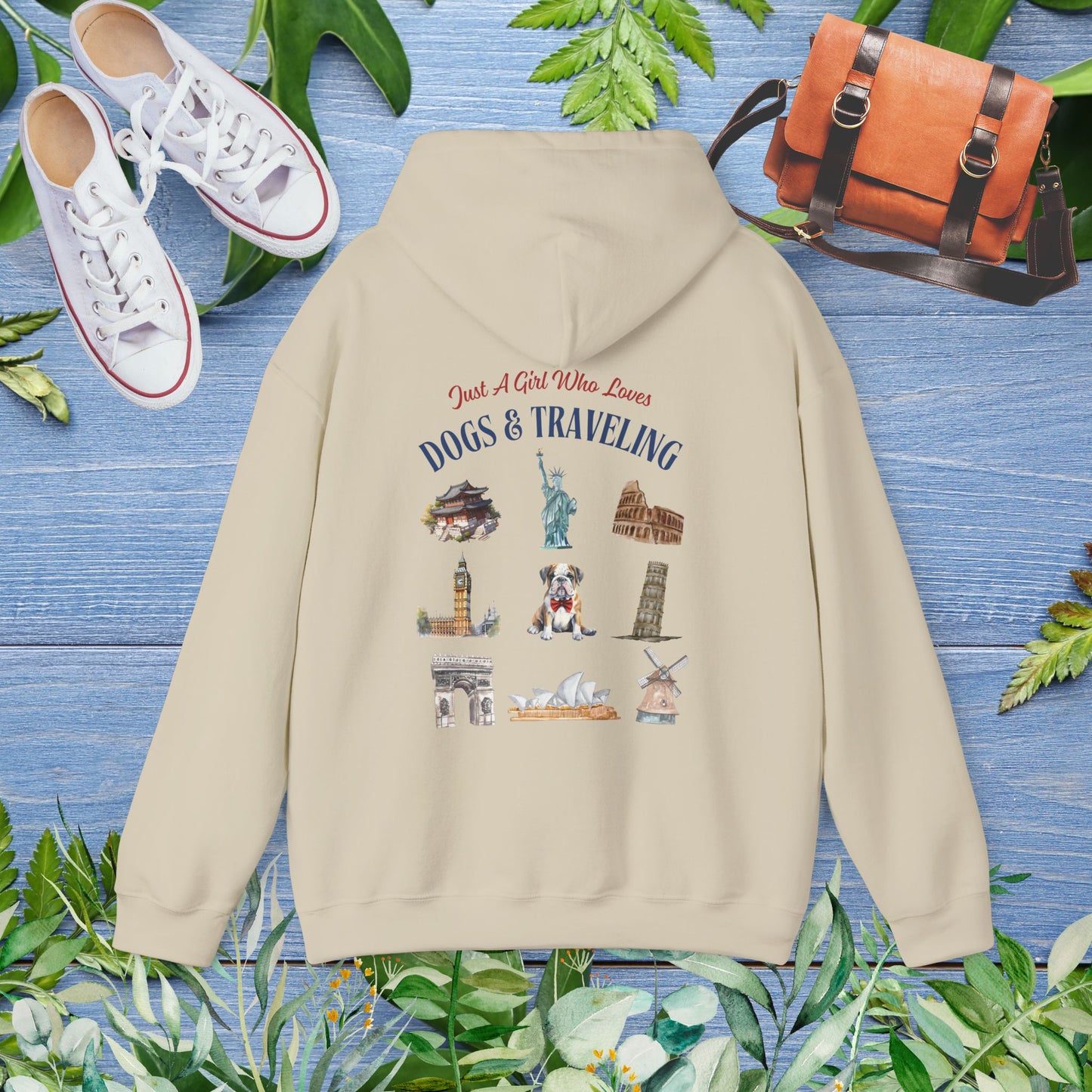 (Custom) Just A Girl Who Loves Dogs and Traveling Unisex Hoodie - Custom Text, Front or Back Print, Dogs or Cats - furevermama