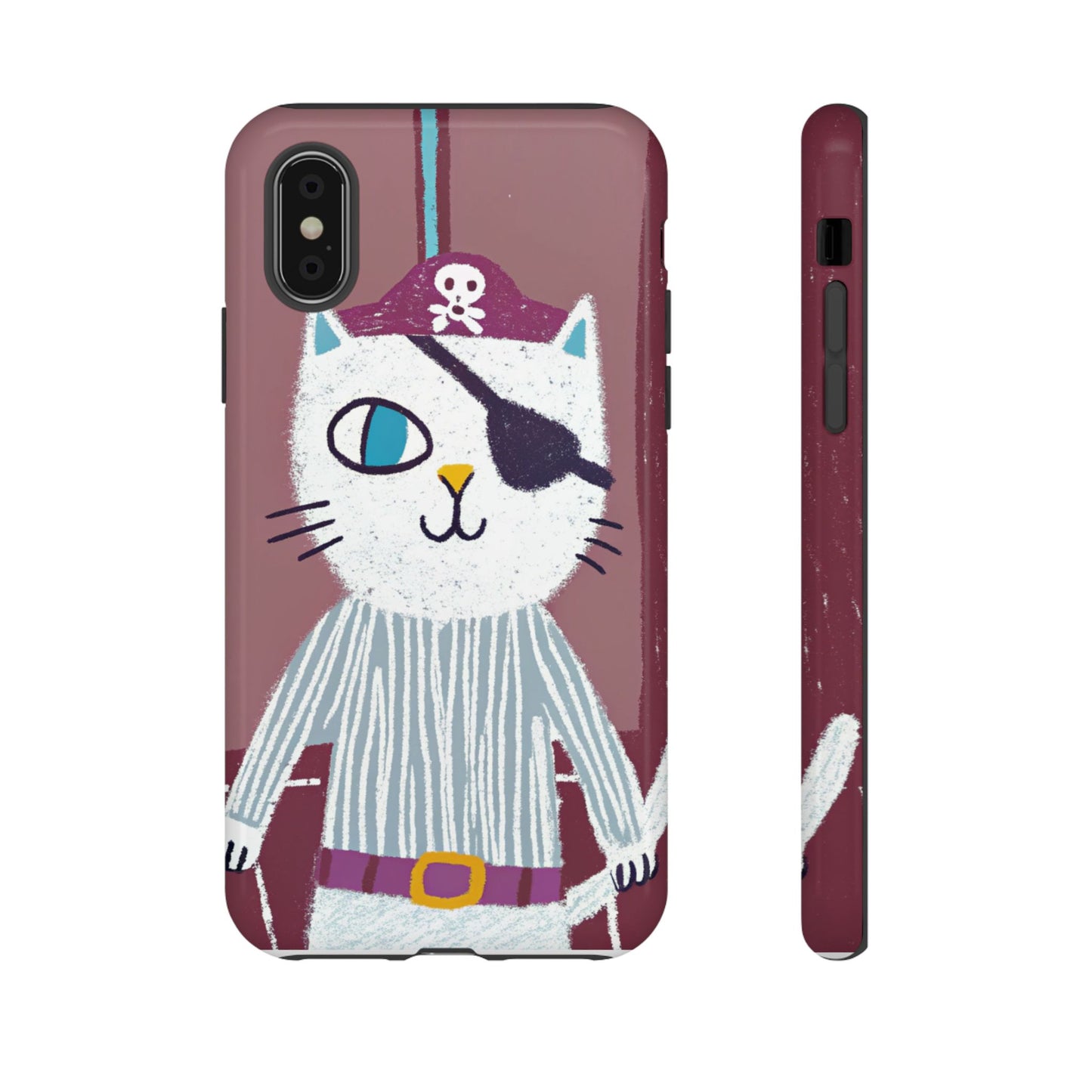 Phone Cases - Hand-Drawn Pirate Cat Design for Cat Lovers