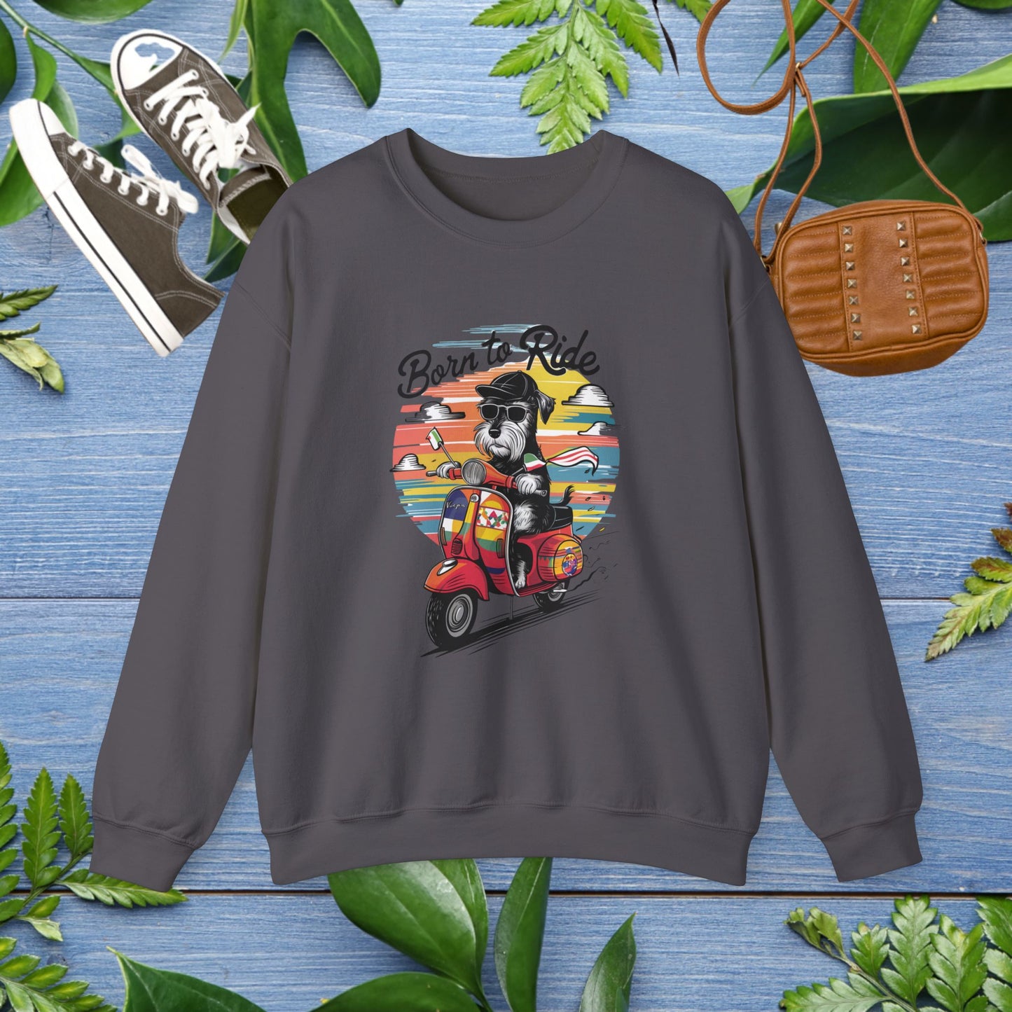 Sweatshirt Dog Born to Ride Unisex Heavy Blend Crewneck - furevermama