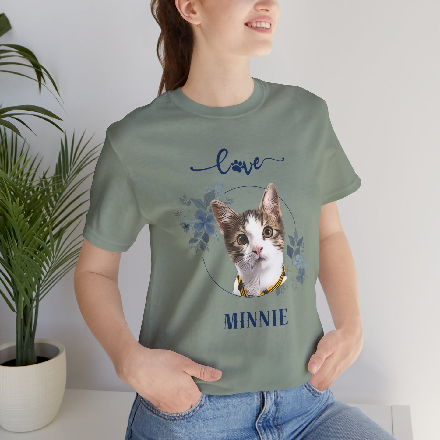 Custom Pet Portrait, Flower Circle Frame T-Shirt - furevermama