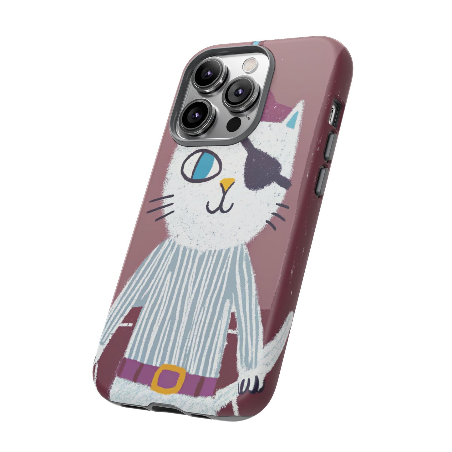 Phone Cases - Hand-Drawn Pirate Cat Design for Cat Lovers