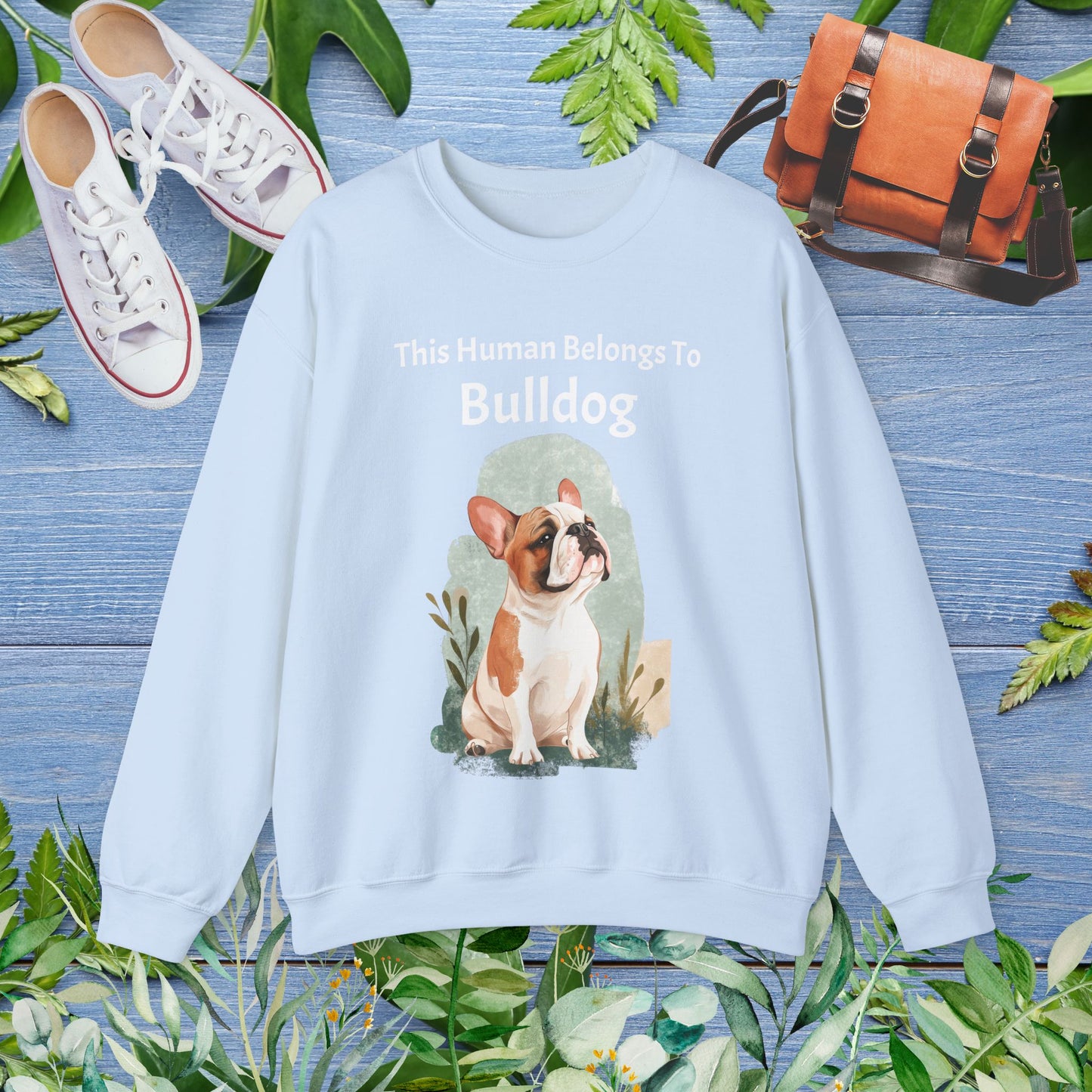 This Human Belongs To Bulldog Unisex Sweatshirt - furevermama