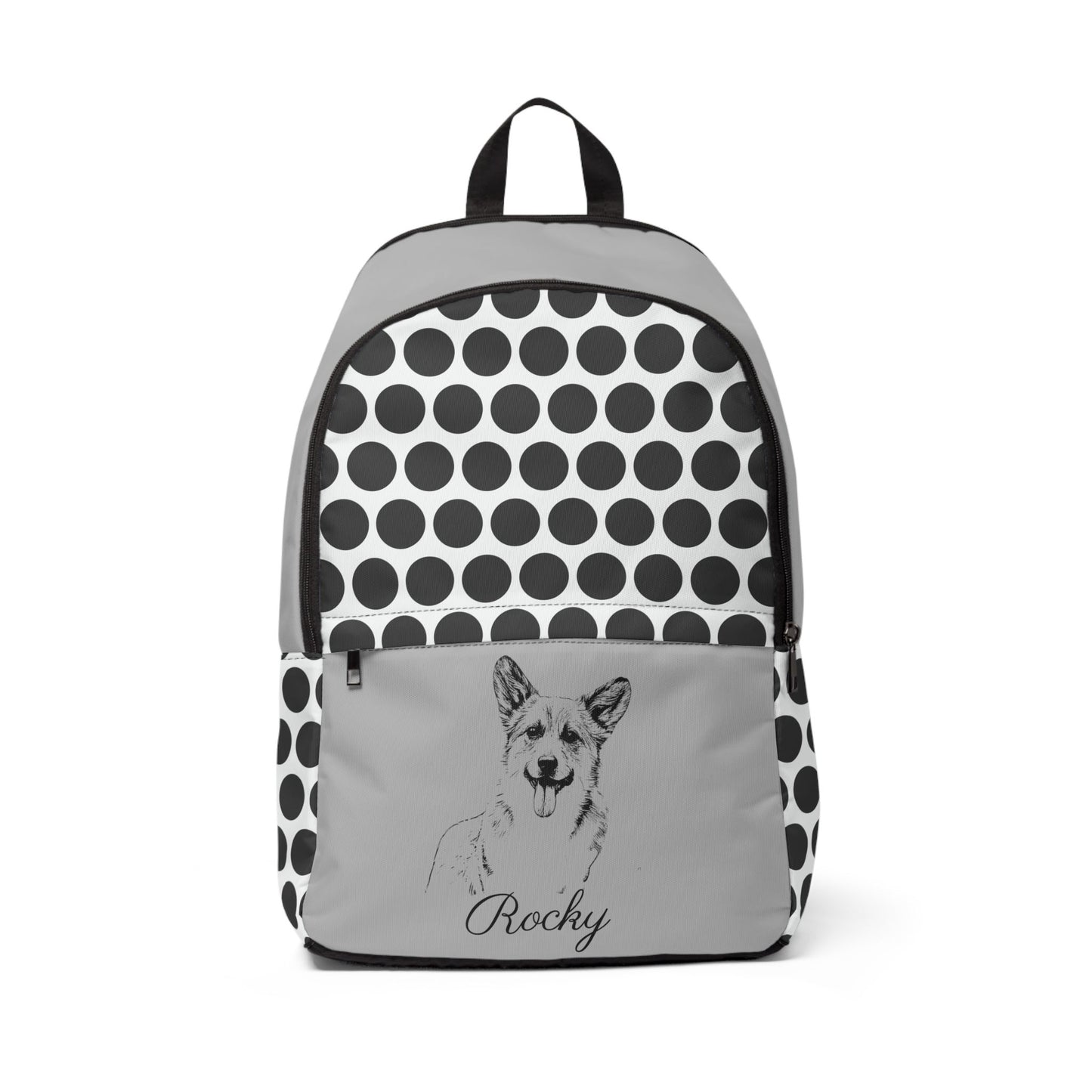Backpack with Custom Pet Sketch and Circle Pattern Design - furevermama