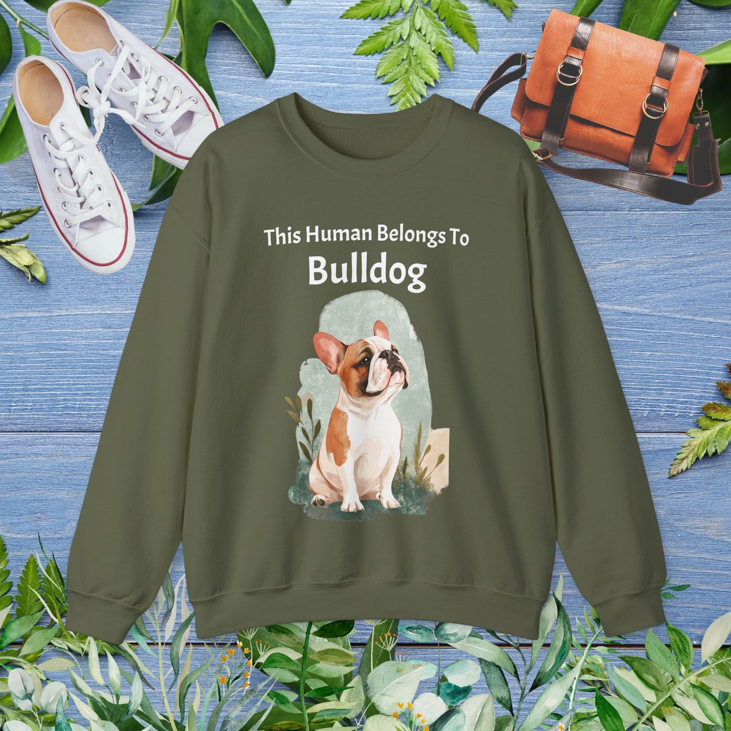 This Human Belongs To Bulldog Unisex Sweatshirt - furevermama