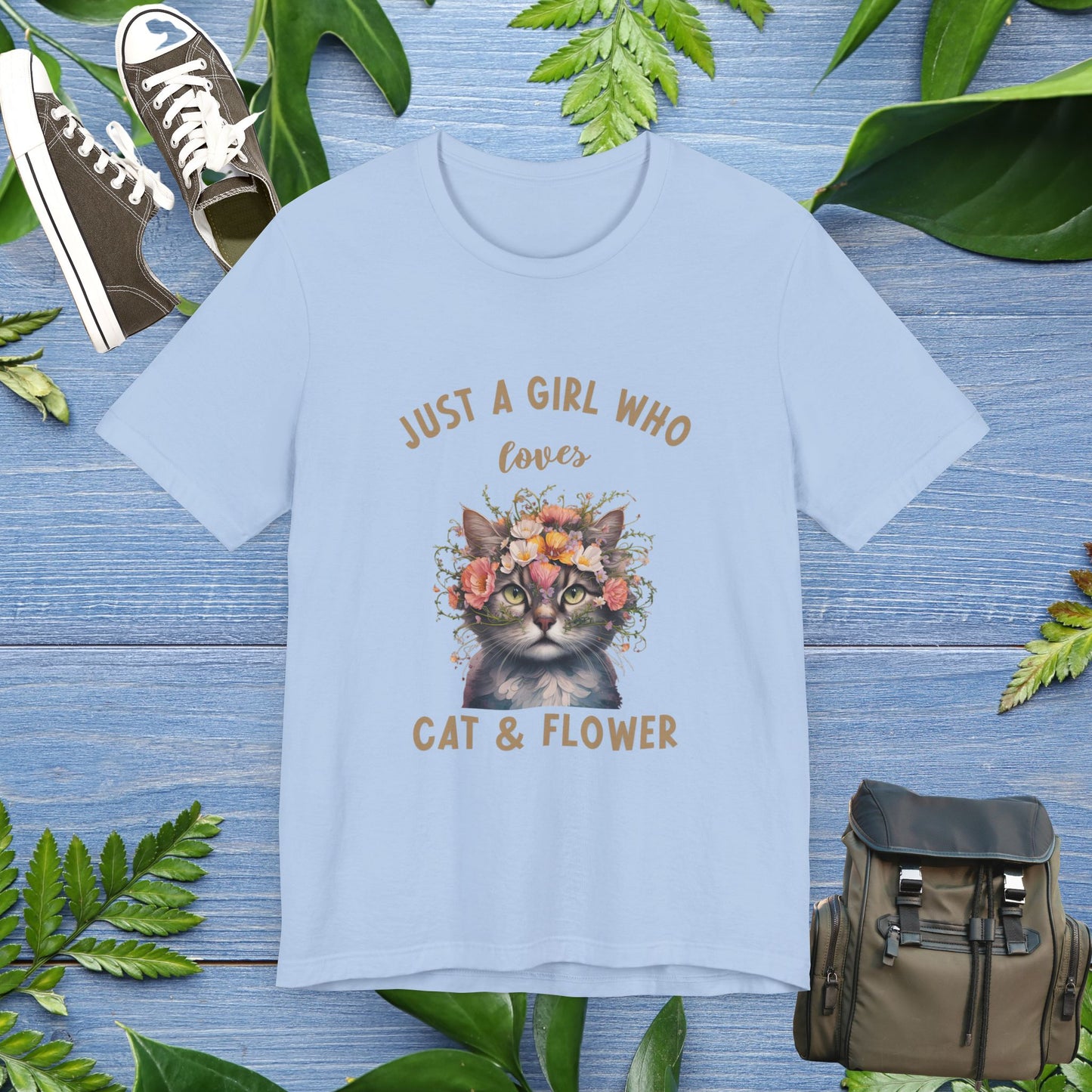 Just A Girl Loves Cat and Flower T-Shirt - furevermama