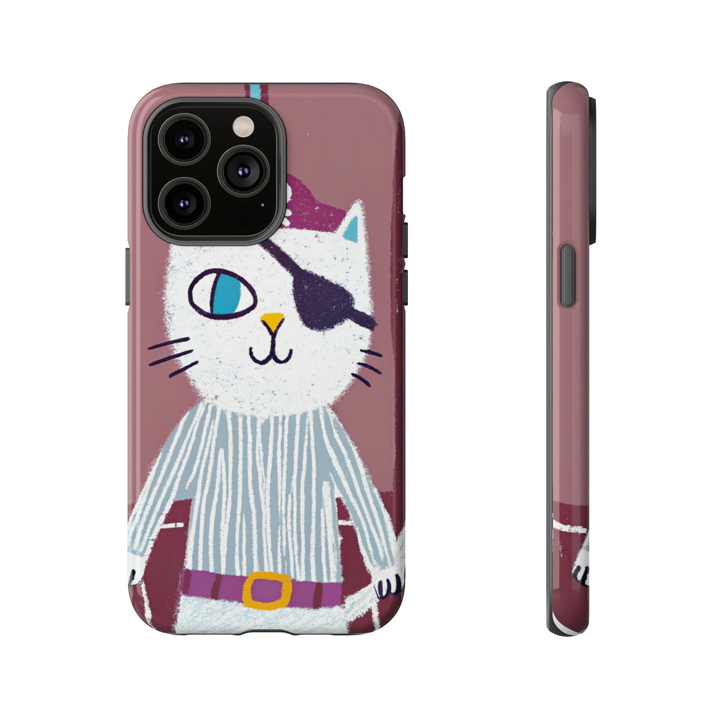 Phone Cases - Hand-Drawn Pirate Cat Design for Cat Lovers