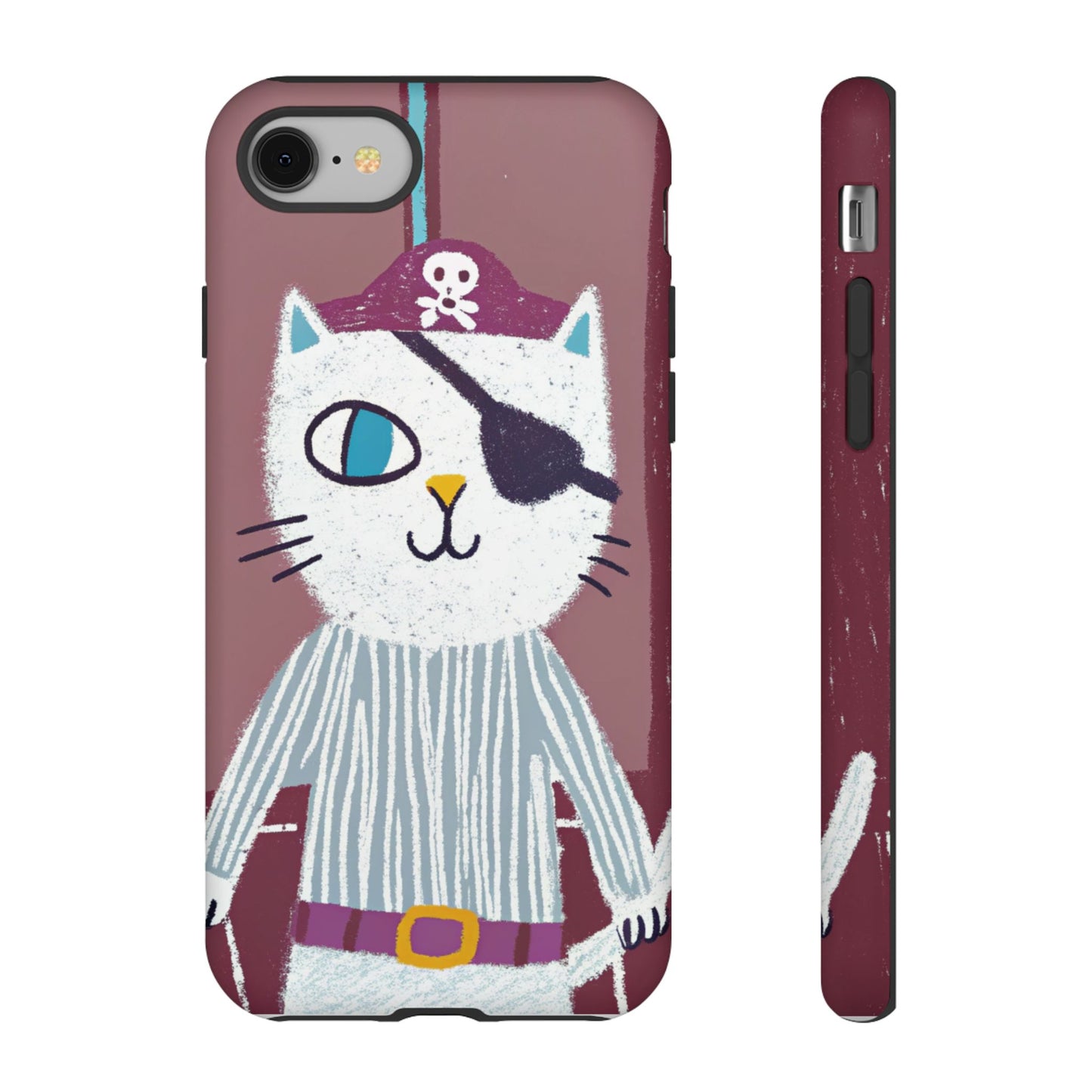 Phone Cases - Hand-Drawn Pirate Cat Design for Cat Lovers