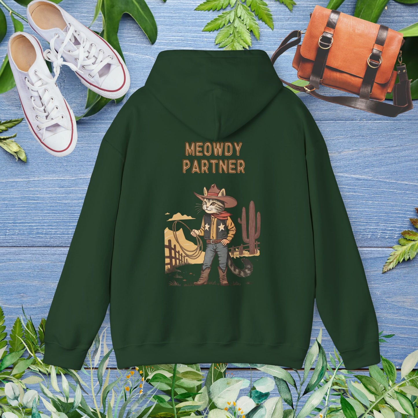 The Meowdy Partner Cat Unisex Hoodie (Back Print) - furevermama