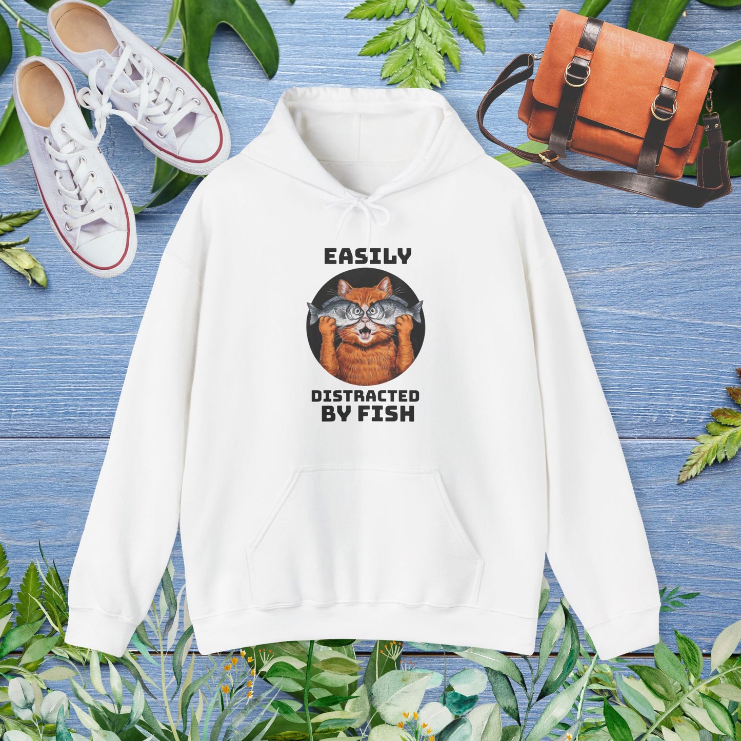 Easily Distracted by Fish, Cat Hoodie - furevermama