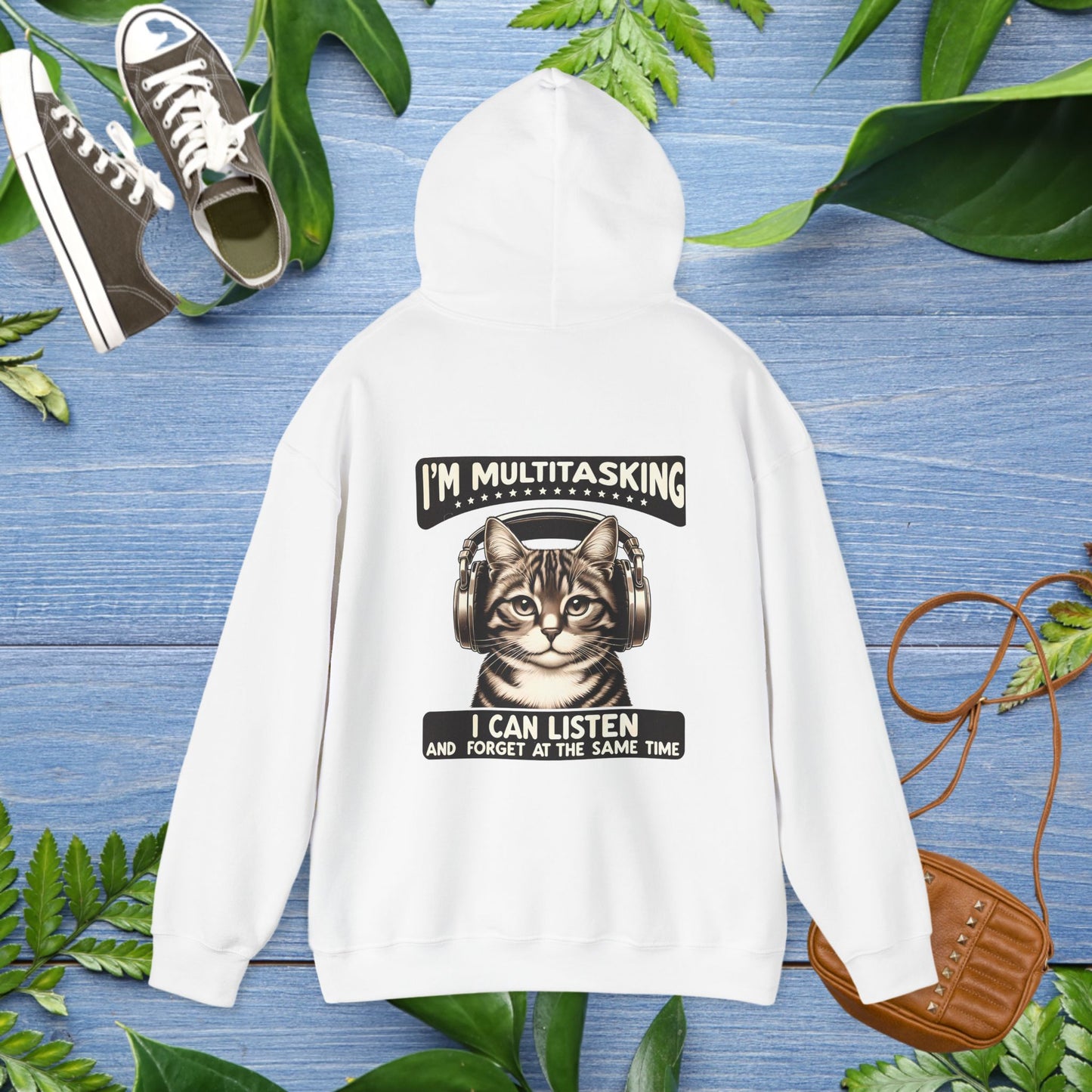 Multitasking Cat Unisex Hoodie (Back Printing) - furevermama