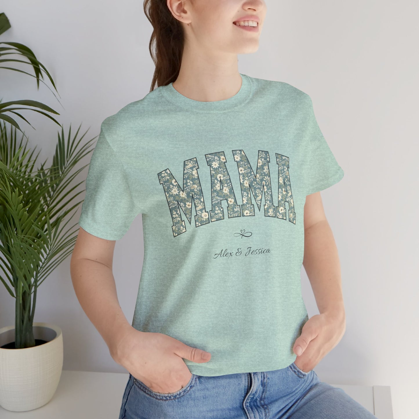 Mama Loved By Personalised Names T-Shirt