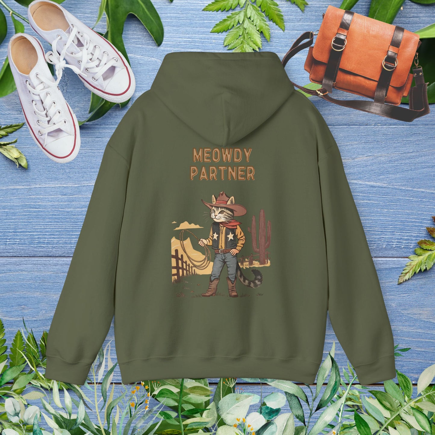The Meowdy Partner Cat Unisex Hoodie (Back Print) - furevermama
