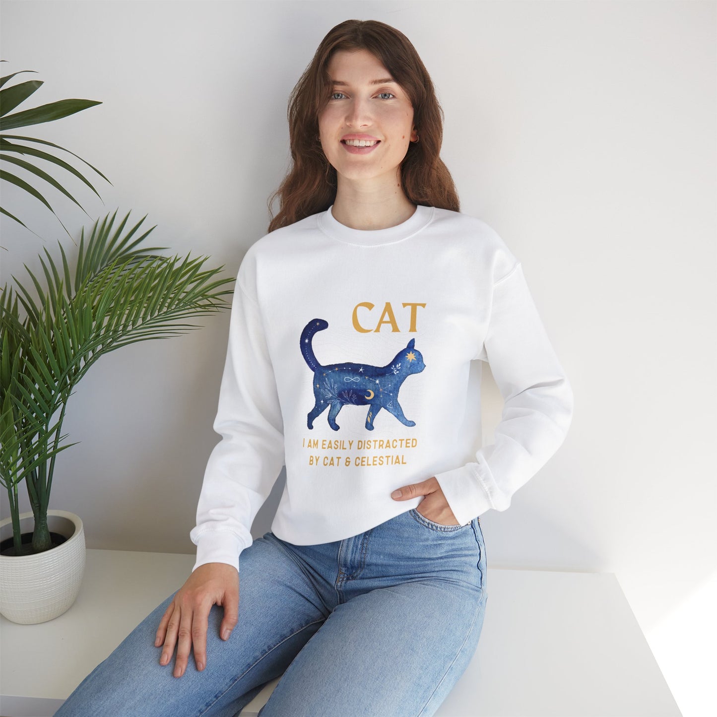 Cat and Celestial Crewneck Sweatshirt - furevermama