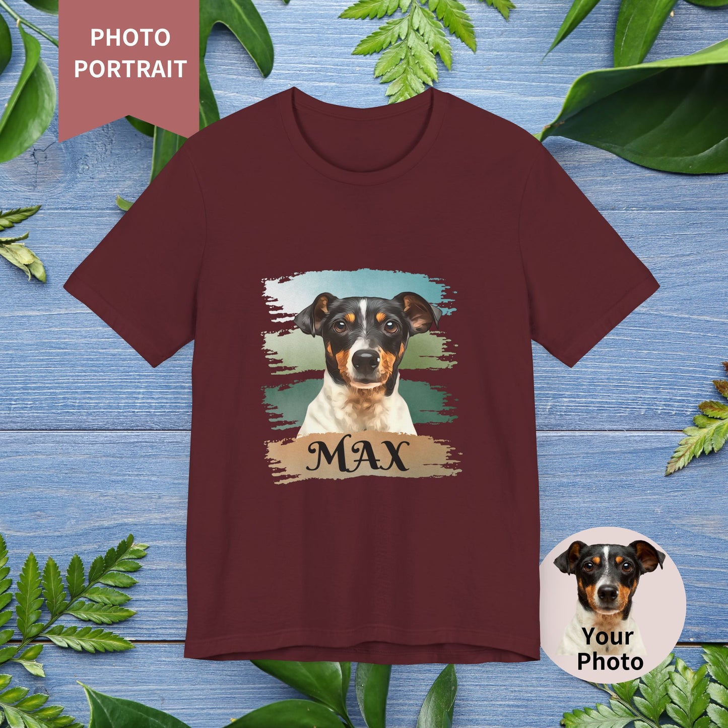 Custom Pet Portrait T-Shirt, Green Brush Edition - furevermama