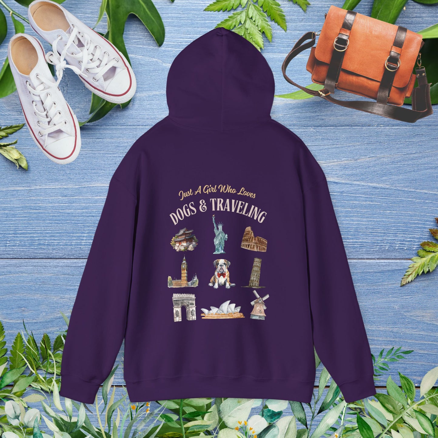 (Custom) Just A Girl Who Loves Dogs and Traveling Unisex Hoodie - Custom Text, Front or Back Print, Dogs or Cats - furevermama
