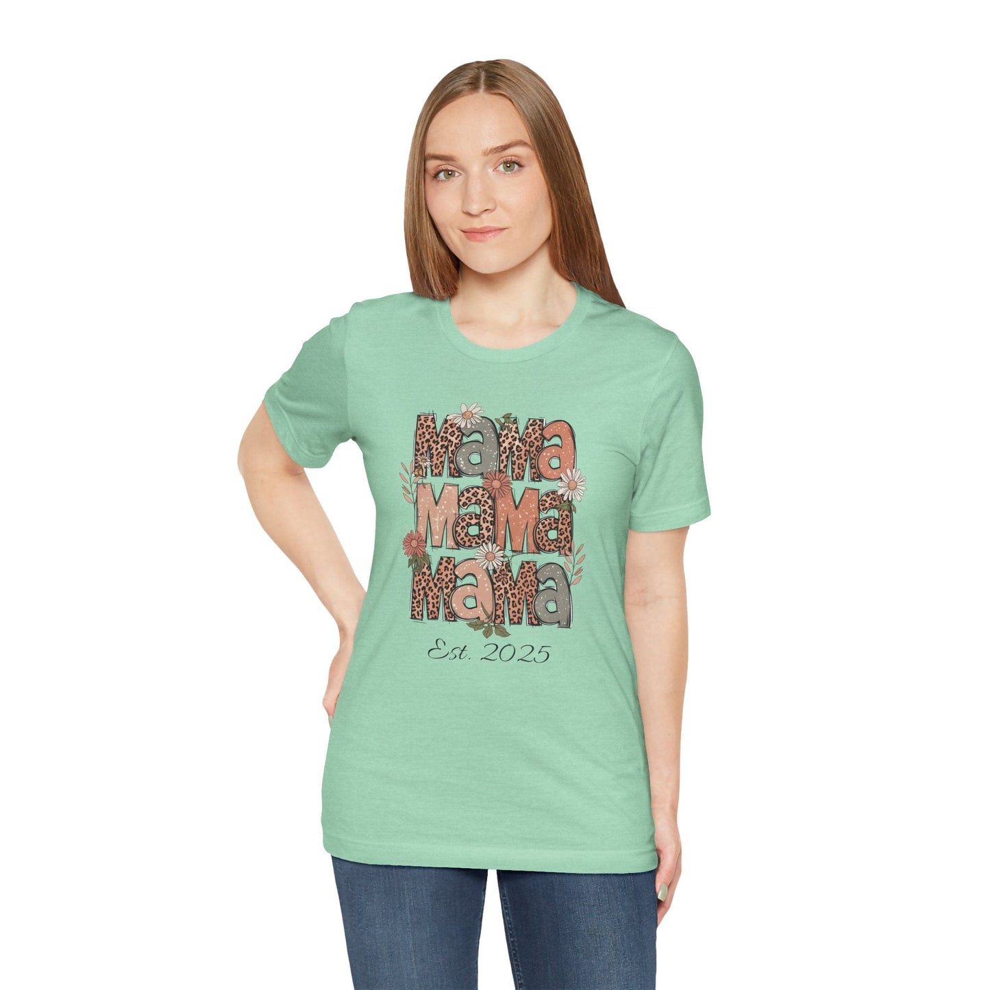 MaMa T-Shirt - Animal Skin Pattern - Heather Mint