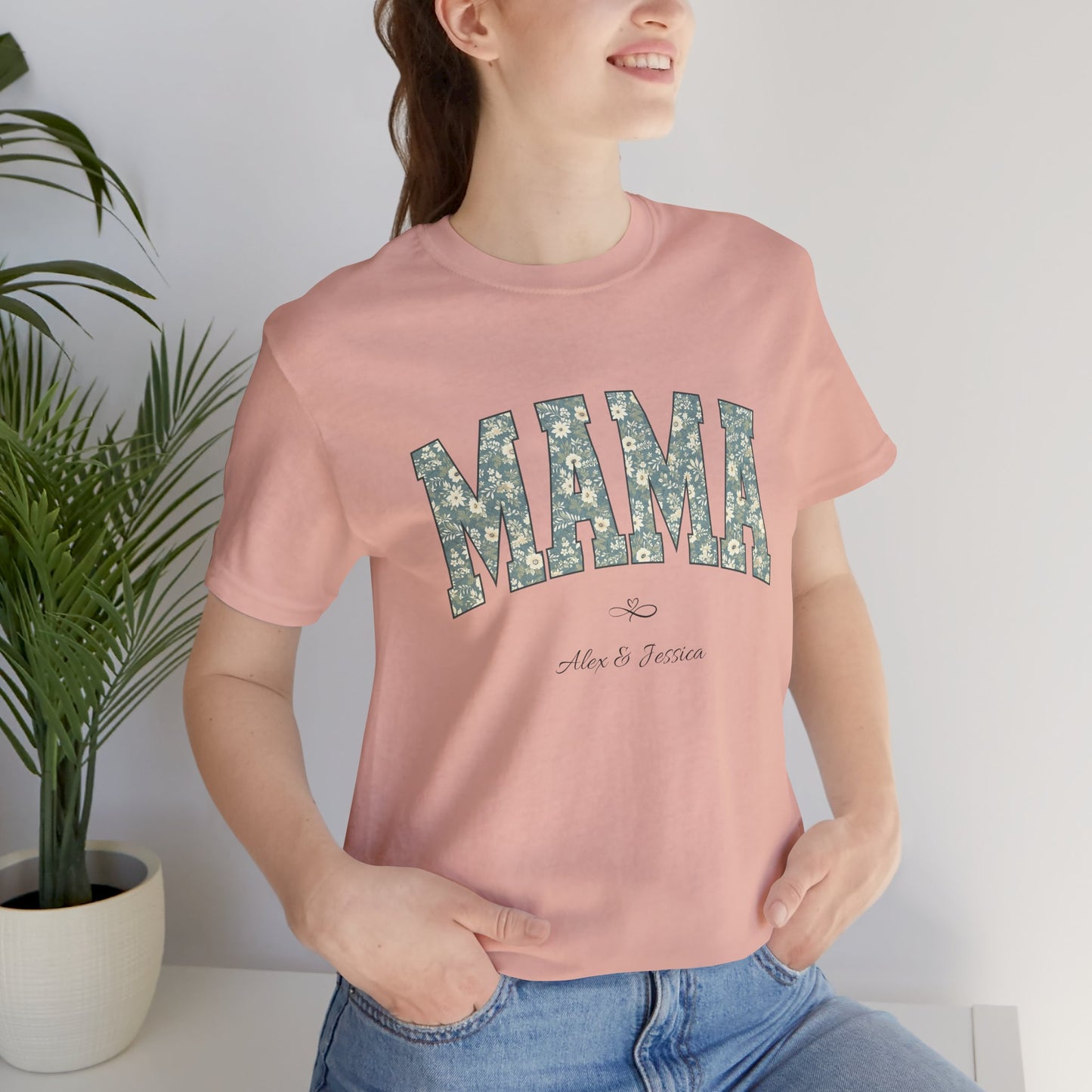 Mama Loved By Personalised Names T-Shirt