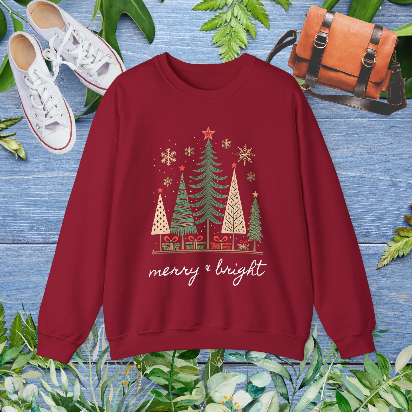 Vintage Christmas Trees Unisex Crewneck Sweatshirt - furevermama