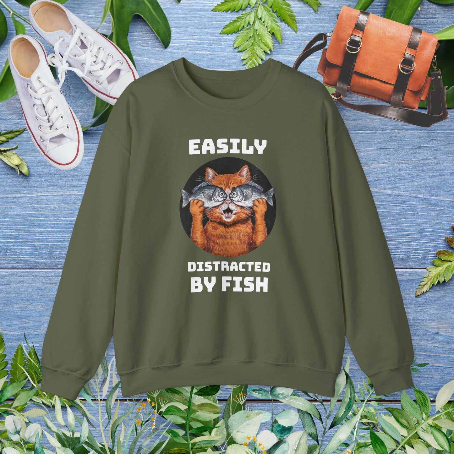 Easily Distracted by Fish, Cat Sweatshirt - furevermama
