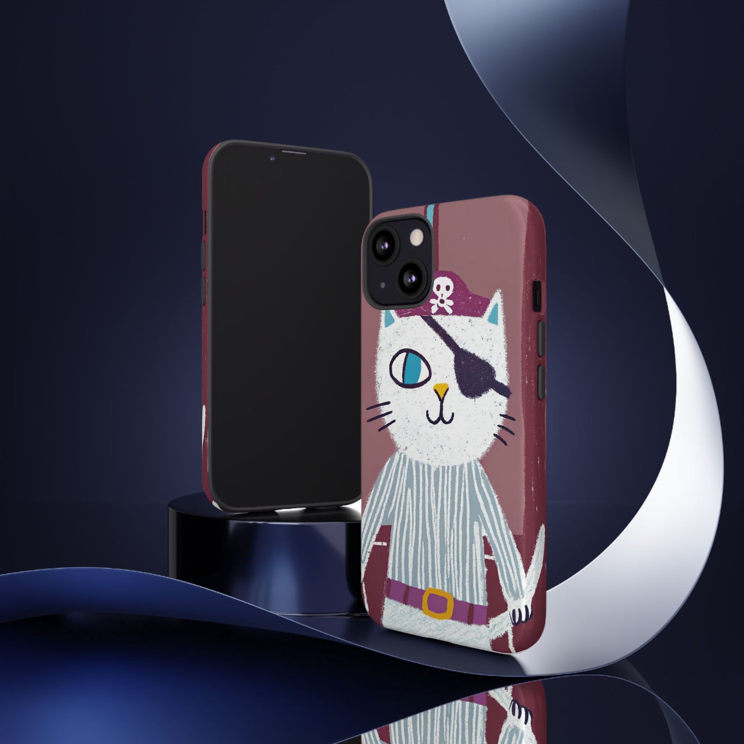 Phone Cases - Hand-Drawn Pirate Cat Design for Cat Lovers