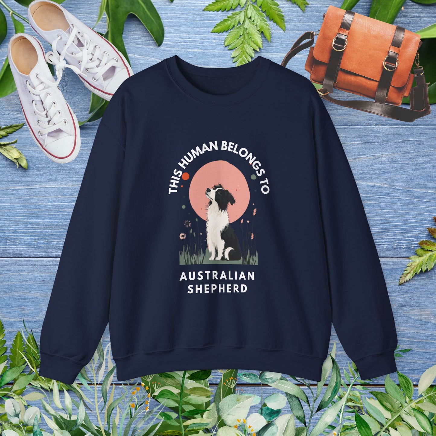This Human Belongs To Australian Shepherd Unisex Sweatshirt - furevermama
