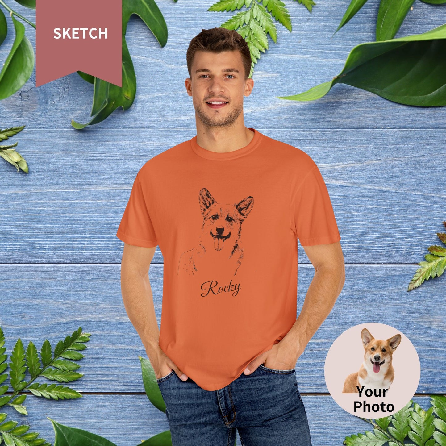 Custom Pet Sketch Unisex T-Shirt - Comfort Color - furevermama