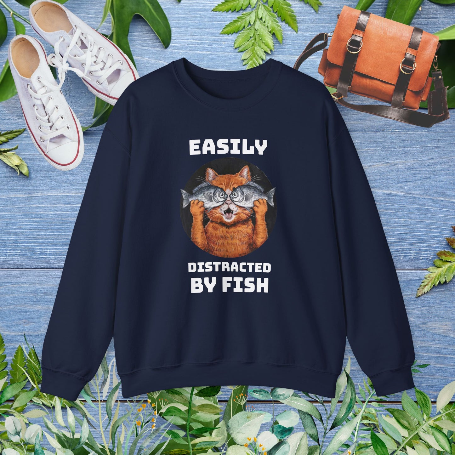 Easily Distracted by Fish, Cat Sweatshirt - furevermama