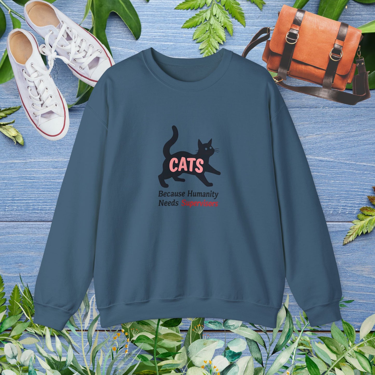 Cat Unisex Sweatshirt - Humanity Needs Supervisors - furevermama