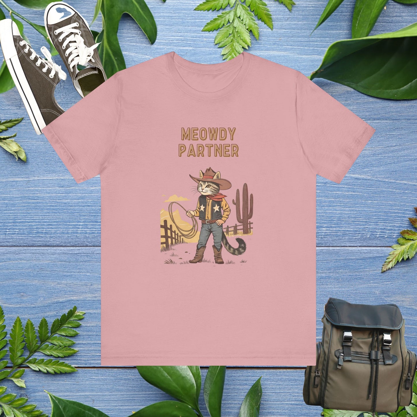 The Meowdy Partner - Cowboy Cat Image T-Shirt - furevermama