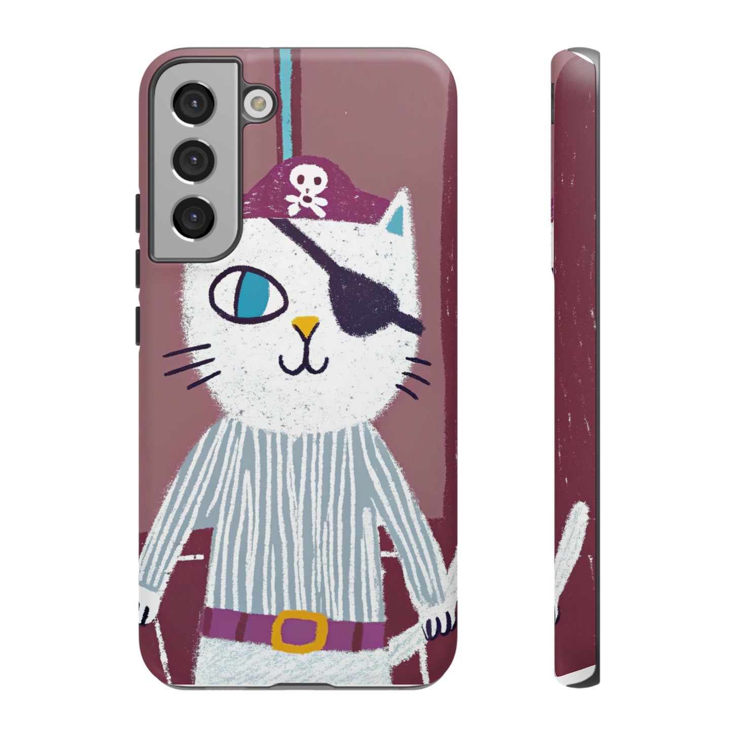 Phone Cases - Hand-Drawn Pirate Cat Design for Cat Lovers