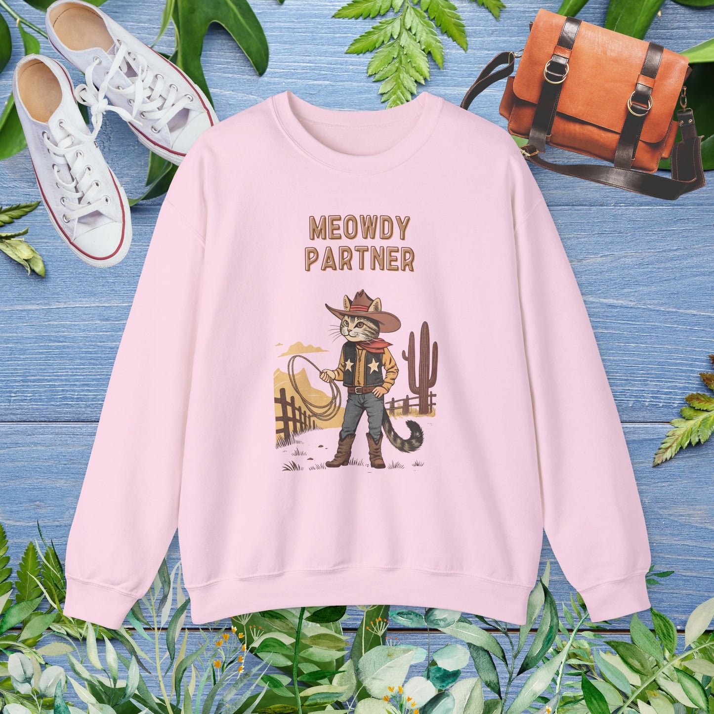The Meowdy Partner Cat Graphic Crewneck Sweatshirt - furevermama