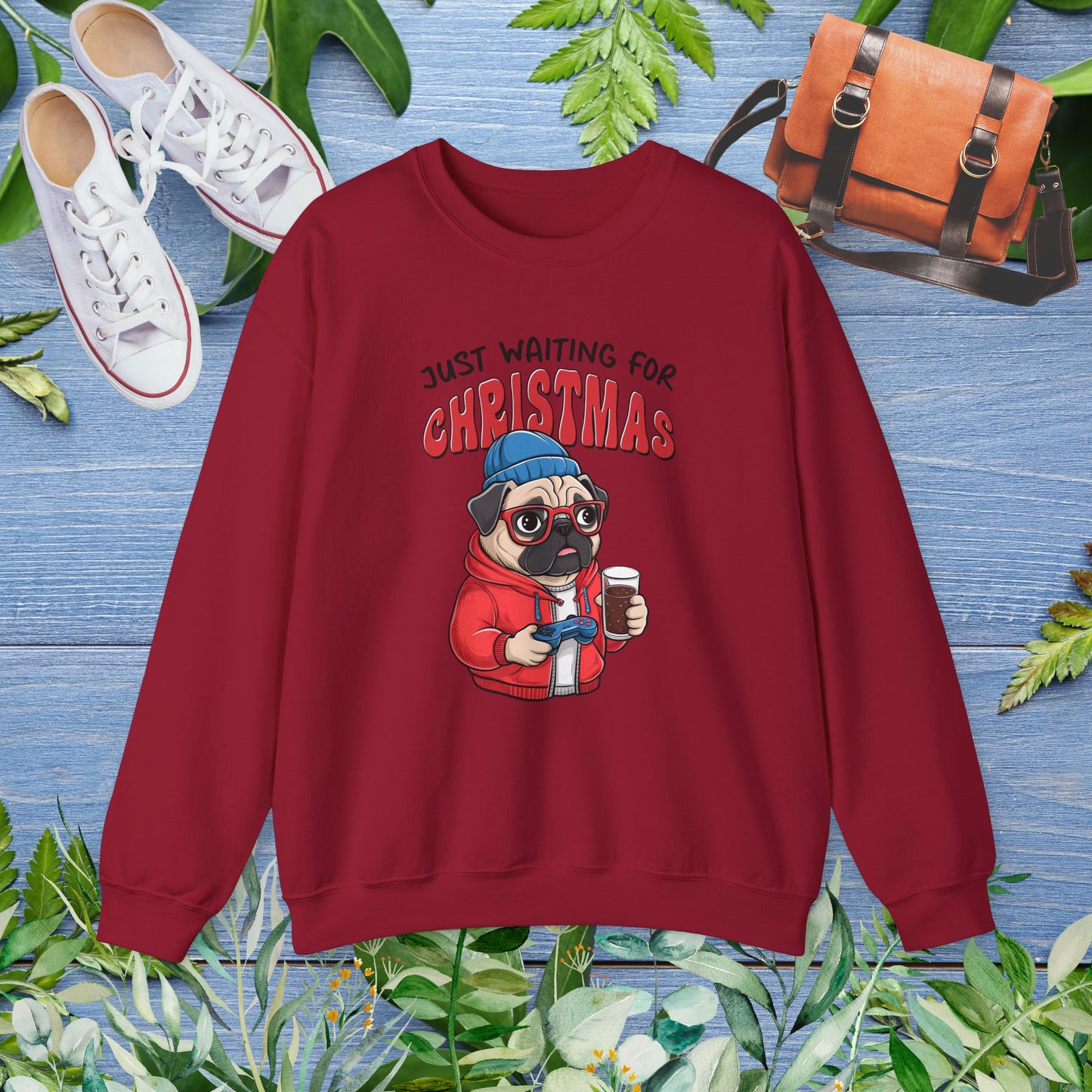 Just Waiting For Christmas, Bulldog Unisex Sweatshirt - furevermama