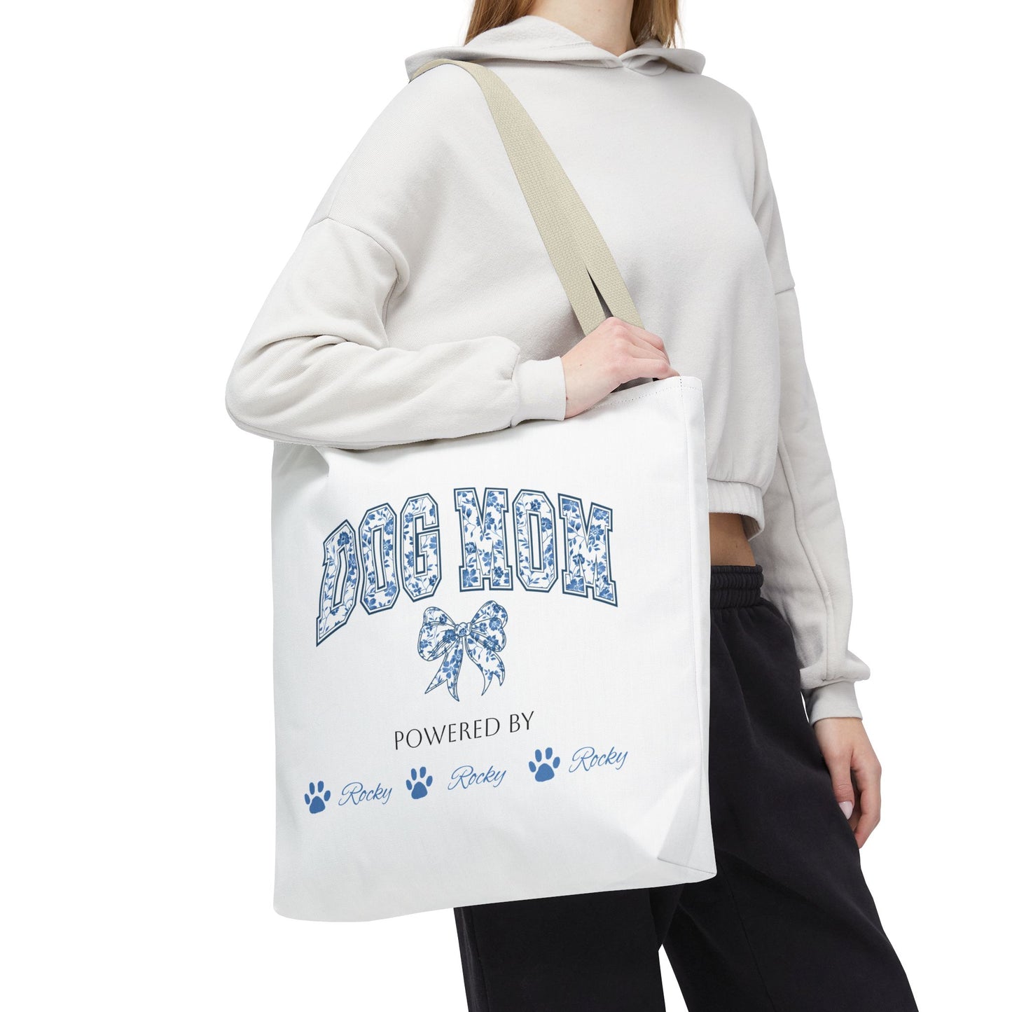 Personalised Dog Mom Powered by Dogs Tote Bag (Max 6 Dog Names) - furevermama
