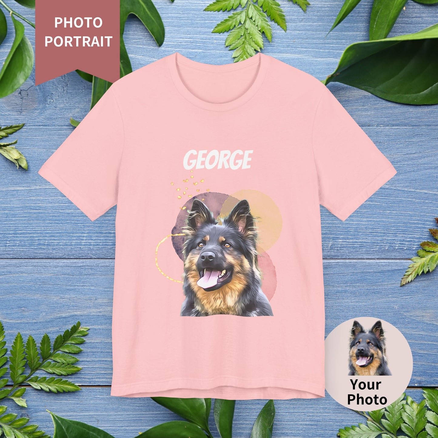 Custom Pet Portrait T-Shirt, Watercolor Background - furevermama