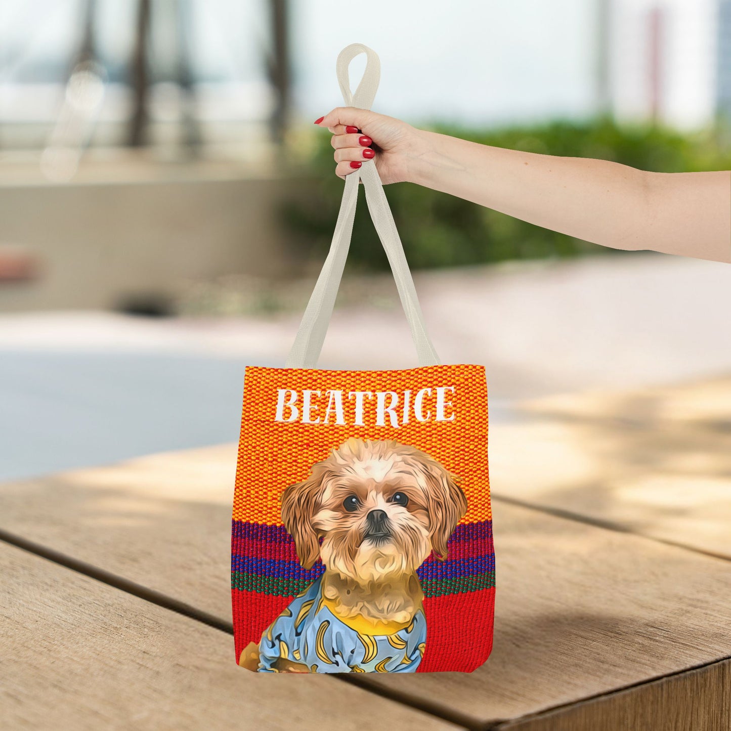 Custom Pet Portrait Tote Bag (Orange Stripes Style) - furevermama