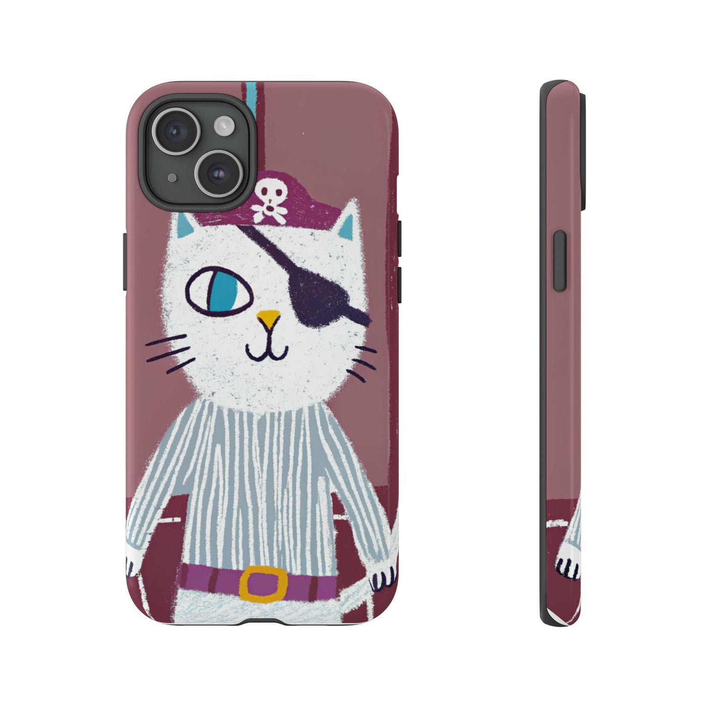 Phone Cases - Hand-Drawn Pirate Cat Design for Cat Lovers