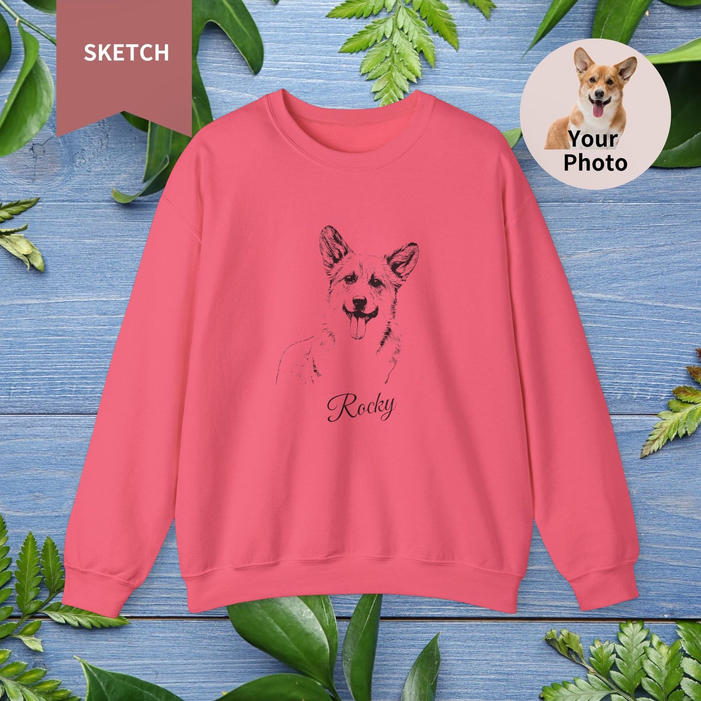 Custom Pet Sketch Crewneck Sweatshirt - furevermama