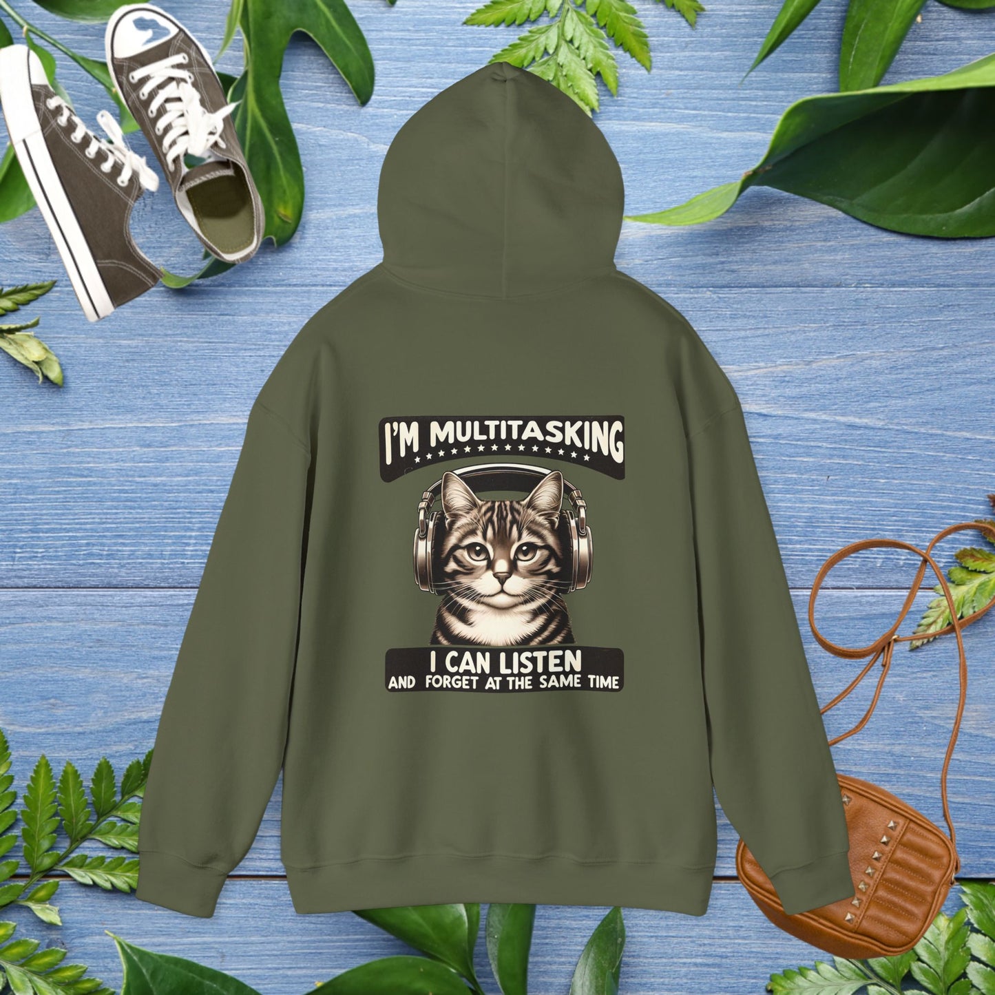 Multitasking Cat Unisex Hoodie (Back Printing) - furevermama