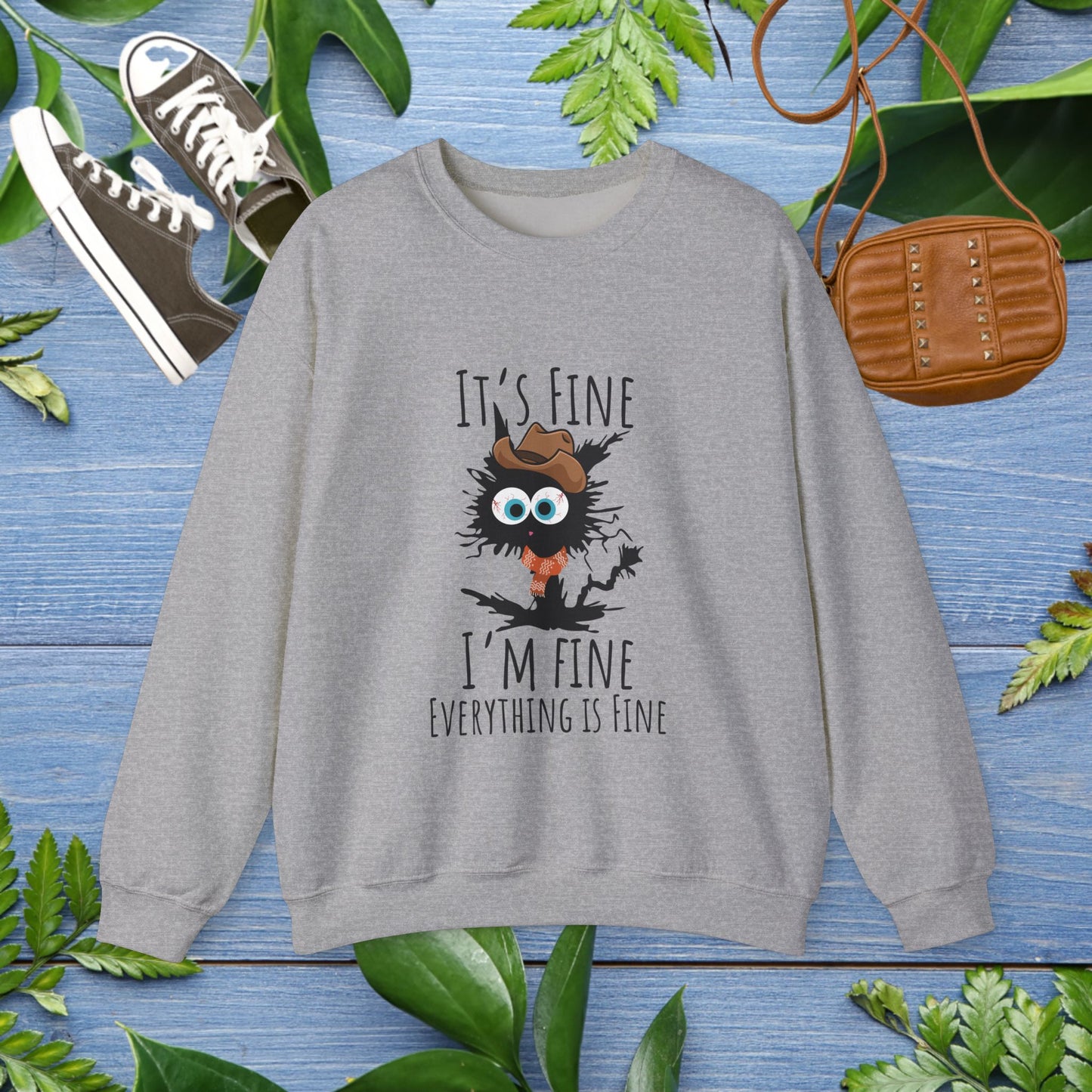 Everything Is Fine Meowdy Sweatshirt - furevermama