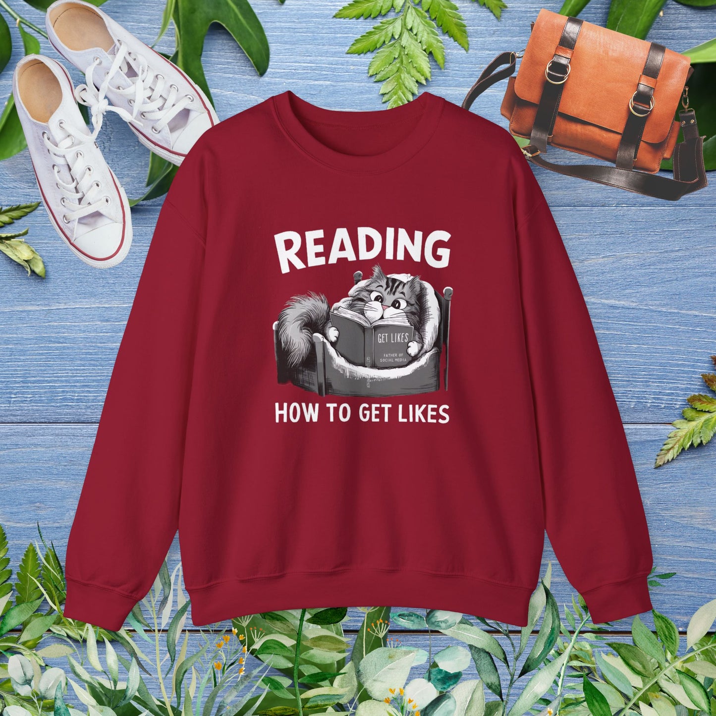 Cat Reading Book 'How to Get Like' Sweatshirt - furevermama