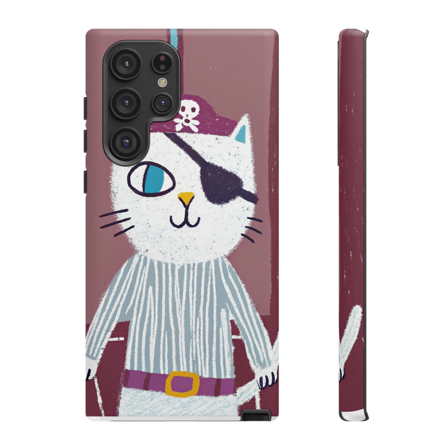 Phone Cases - Hand-Drawn Pirate Cat Design for Cat Lovers