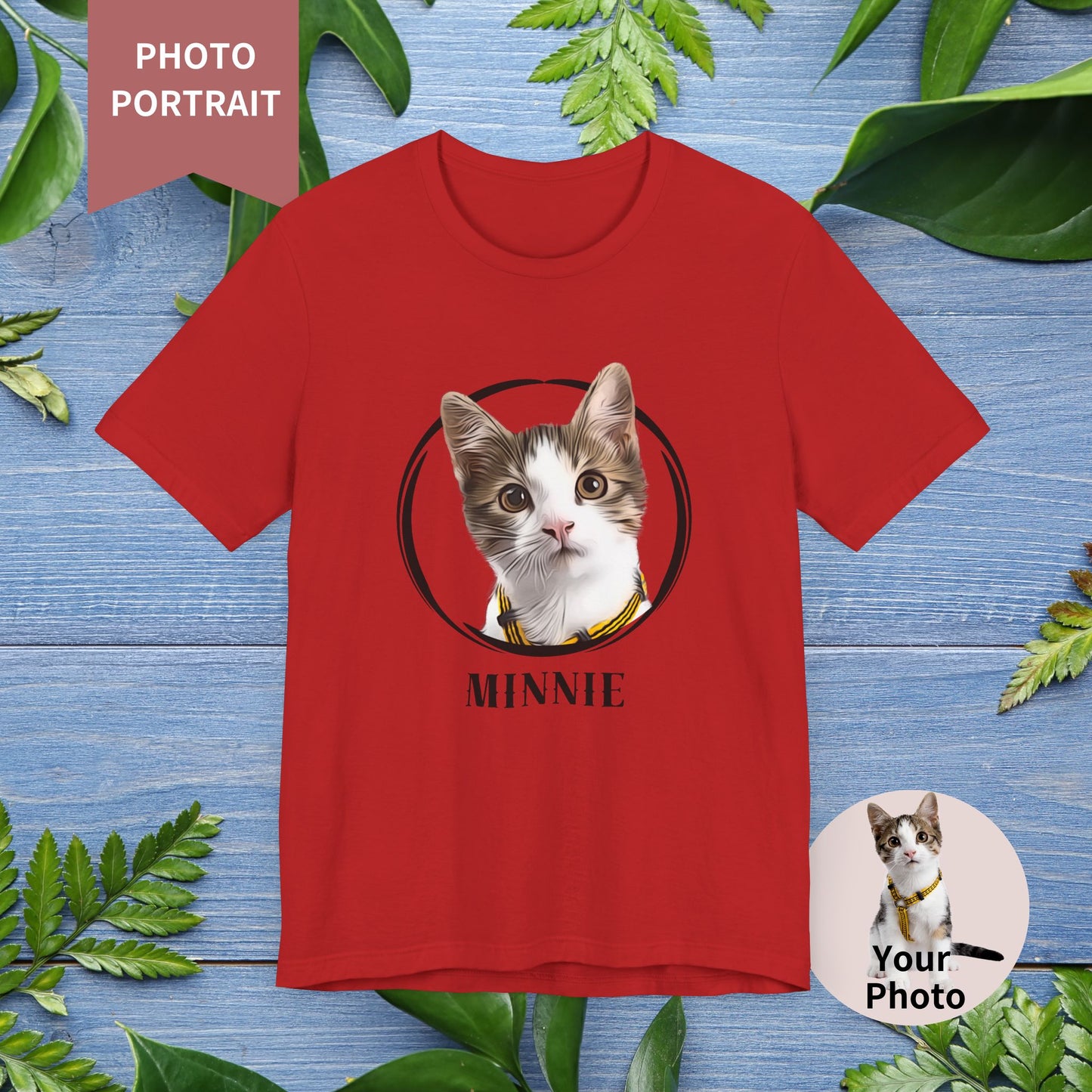 Custom Pet Portrait, Circle Frame Unisex T-Shirt - furevermama