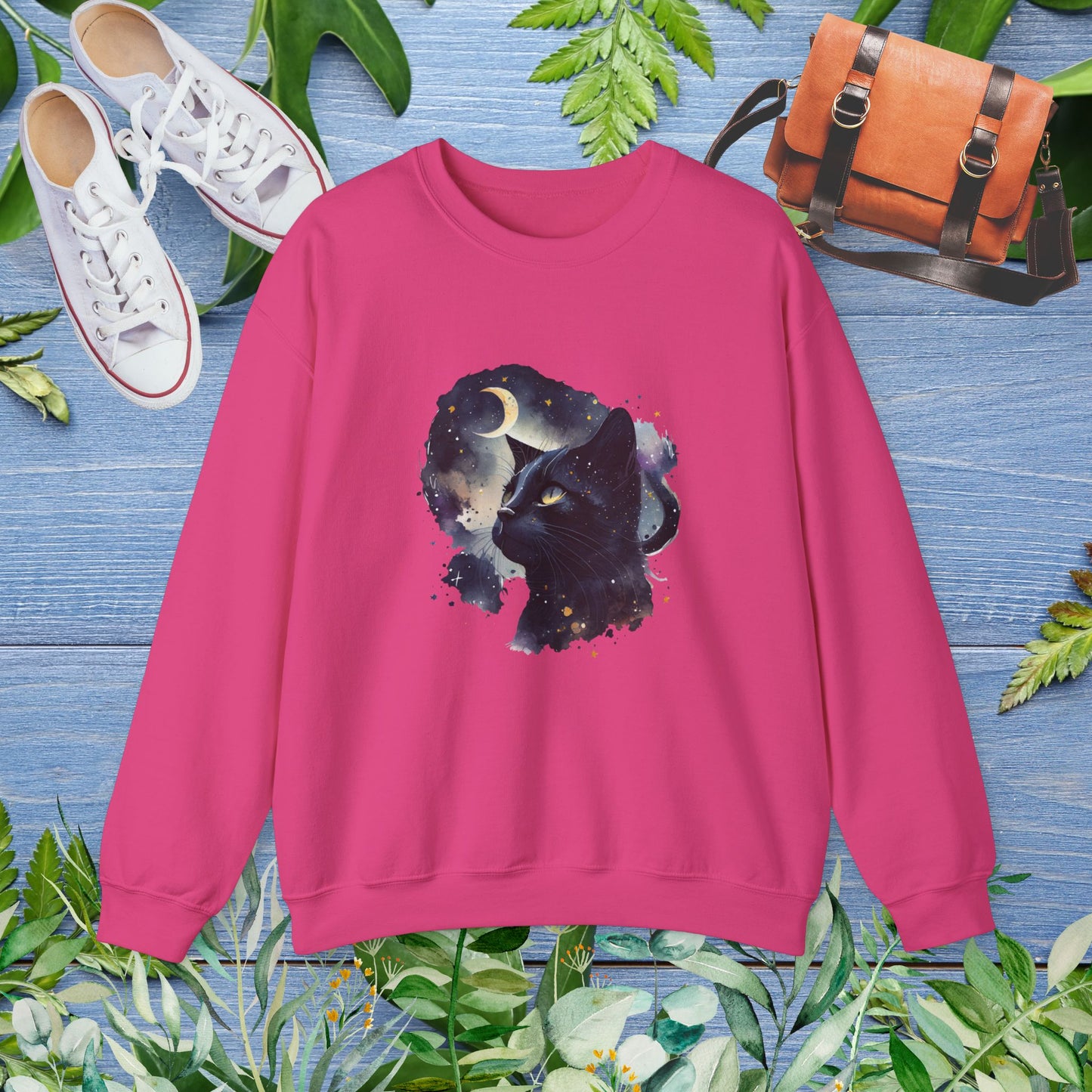Moon Night Cat Crewneck Sweatshirt - furevermama