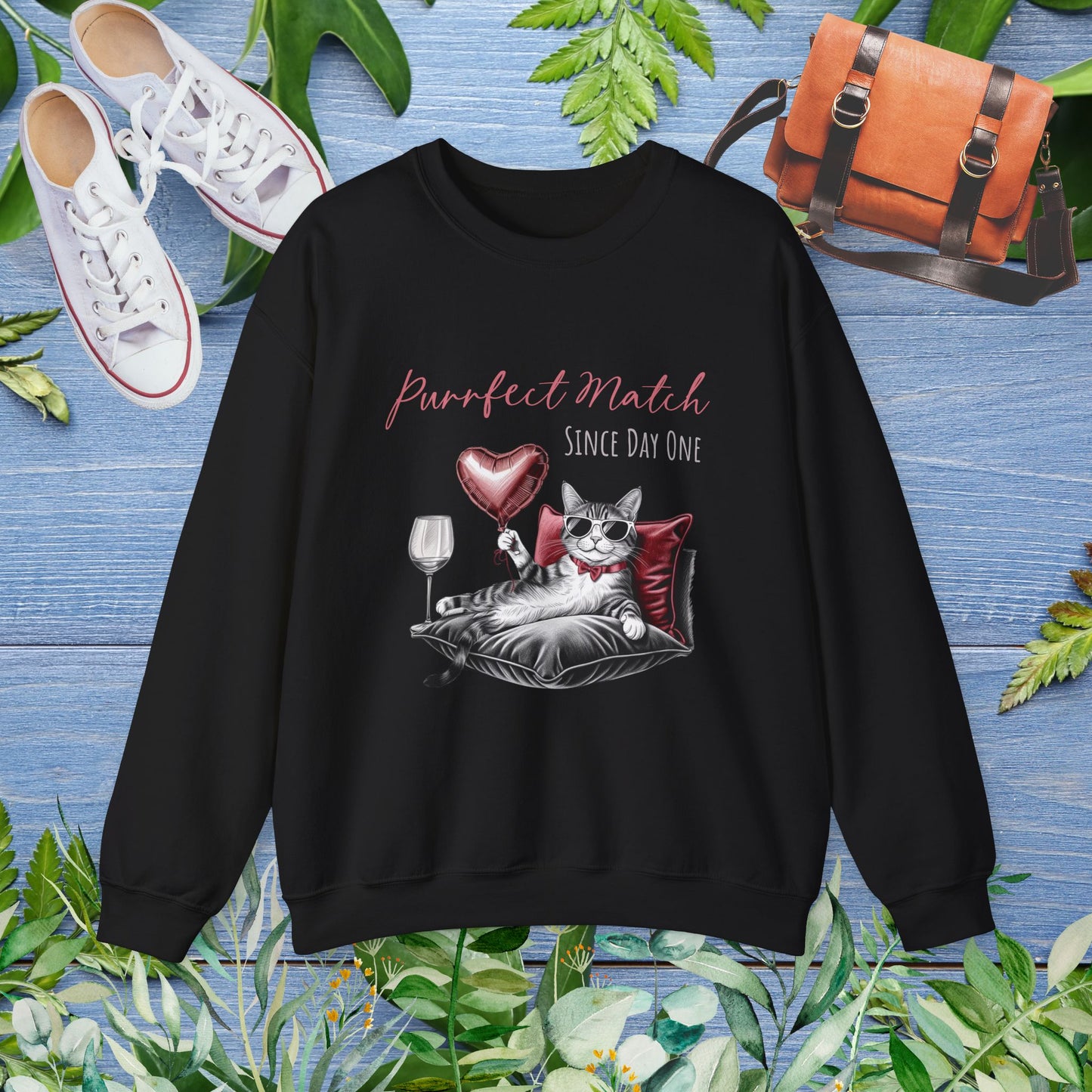 Cat Lover Crewneck Sweatshirt - Purrfect Match Since Day One - furevermama