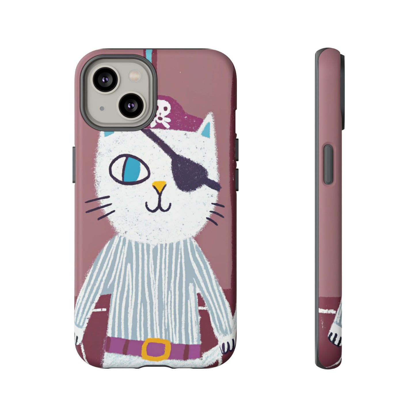 Phone Cases - Hand-Drawn Pirate Cat Design for Cat Lovers