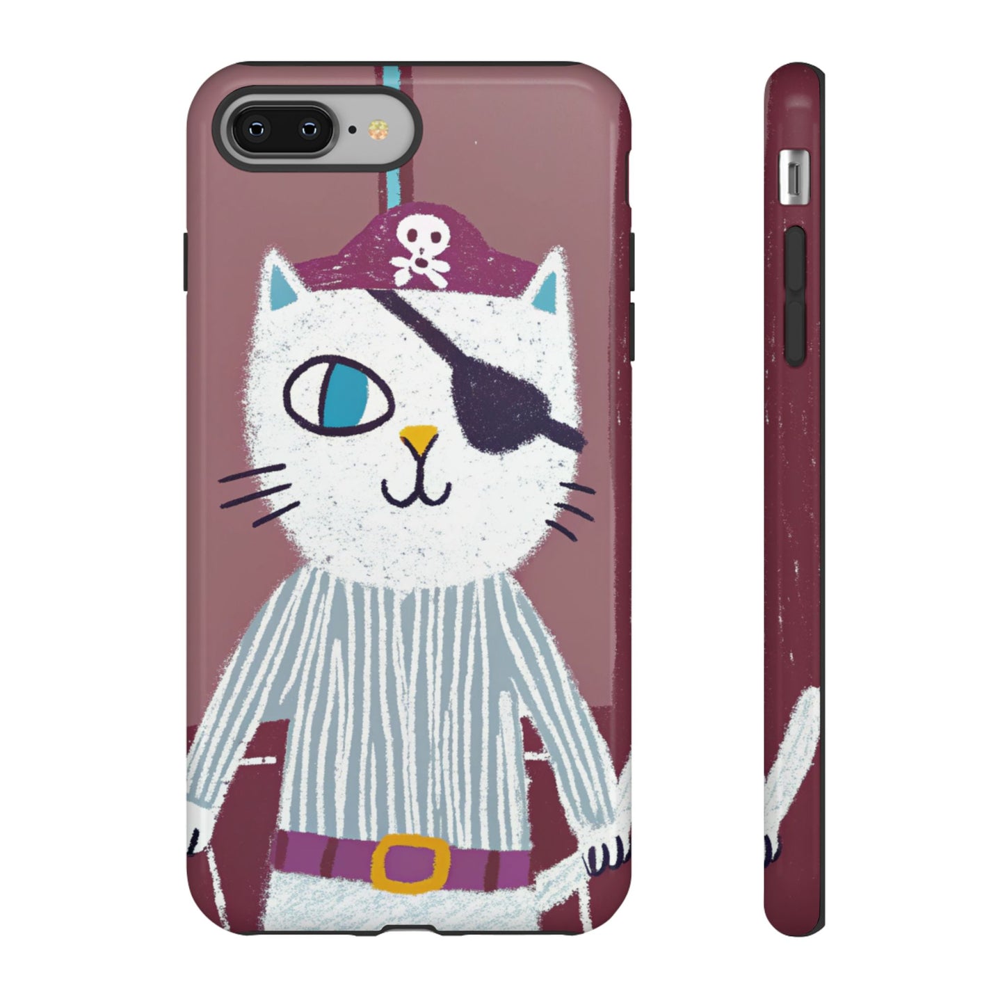 Phone Cases - Hand-Drawn Pirate Cat Design for Cat Lovers